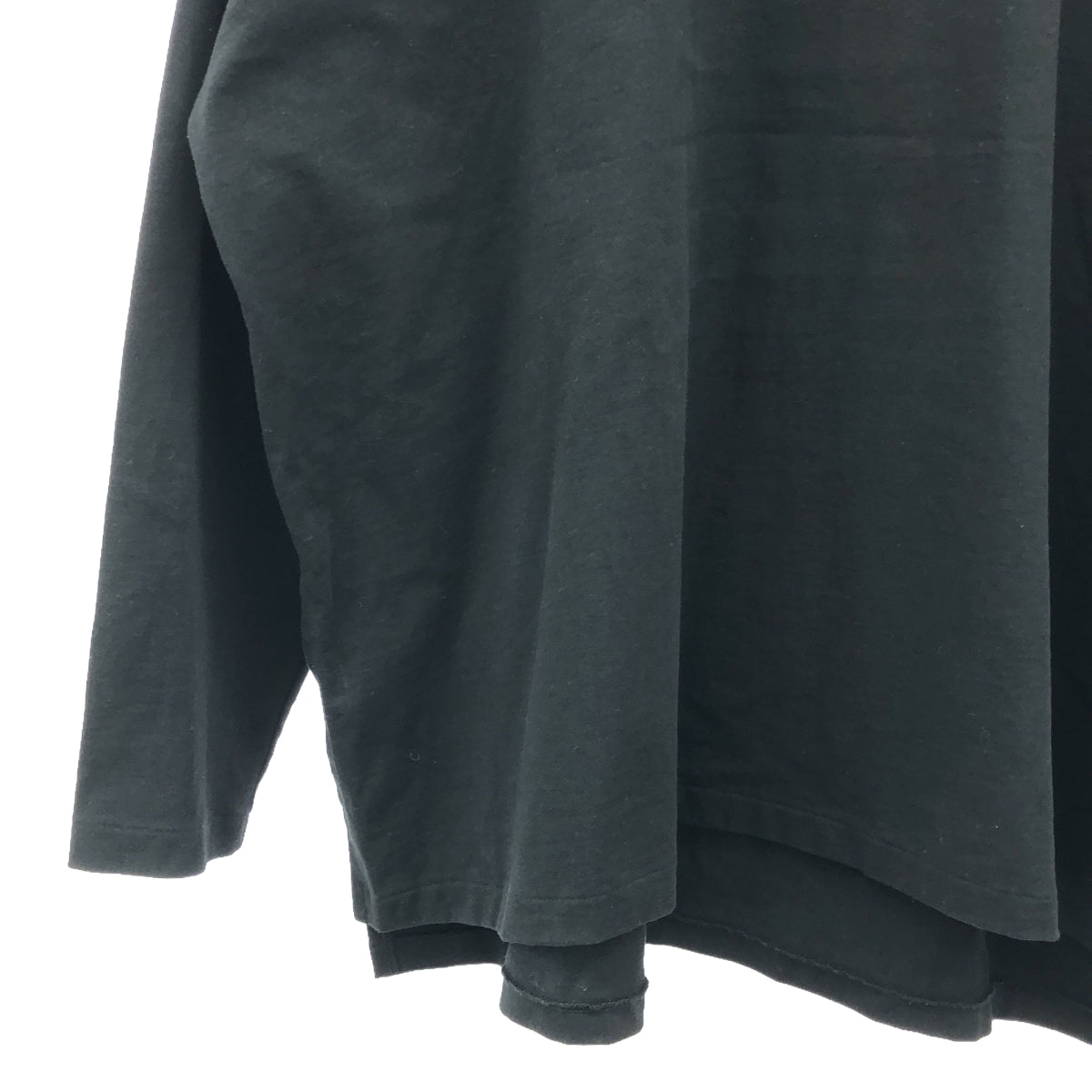 折疊 | 2023SS |長袖 T 卹棉質側邊小巧剪裁且光滑 | 38 |黑色 |女性的