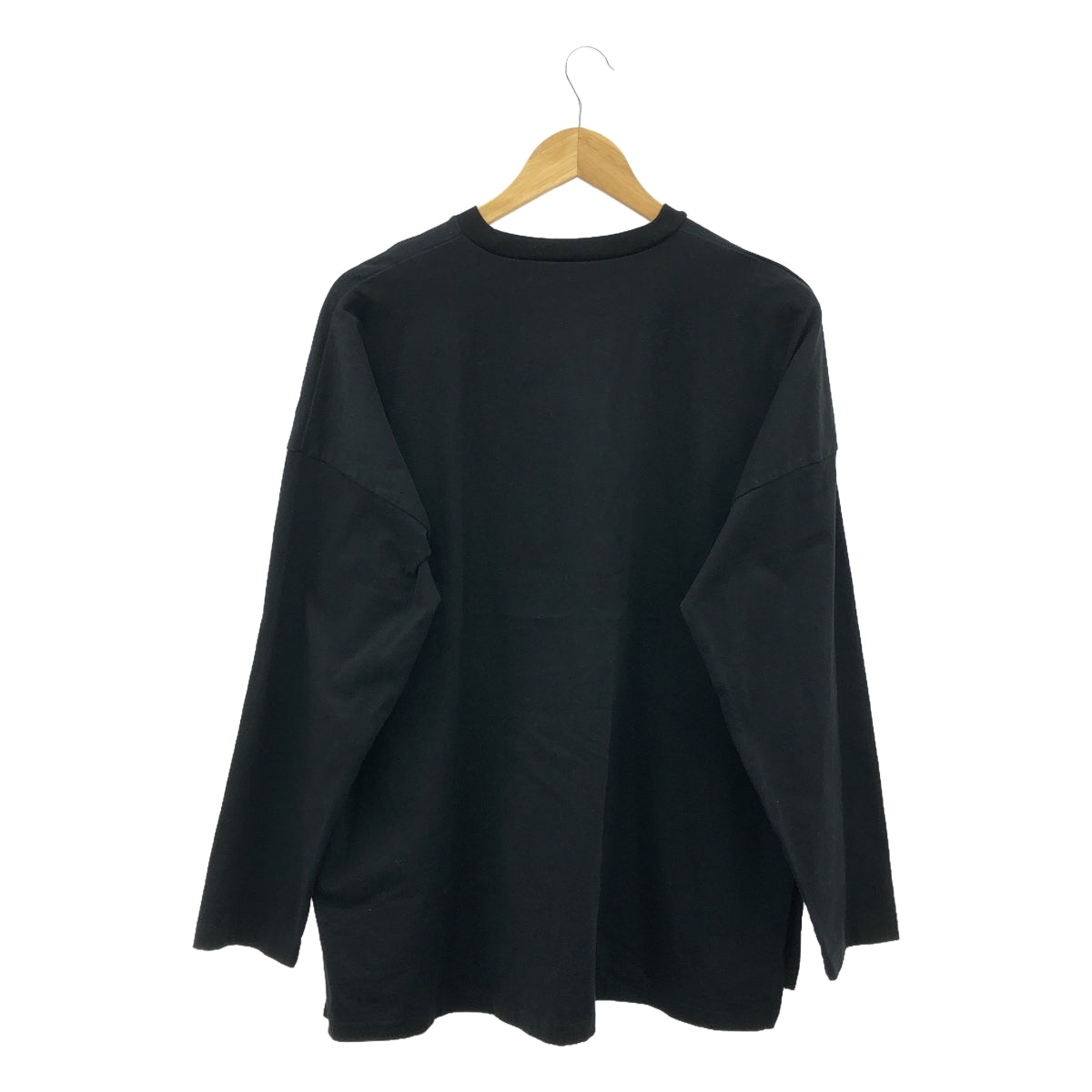 ENFOLD | 2023SS | LONG SLEEVE T-SHIRT COTTON SIDE SLITTLE CUT AND SMOOTH | 38 | BLACK | WOMEN'S