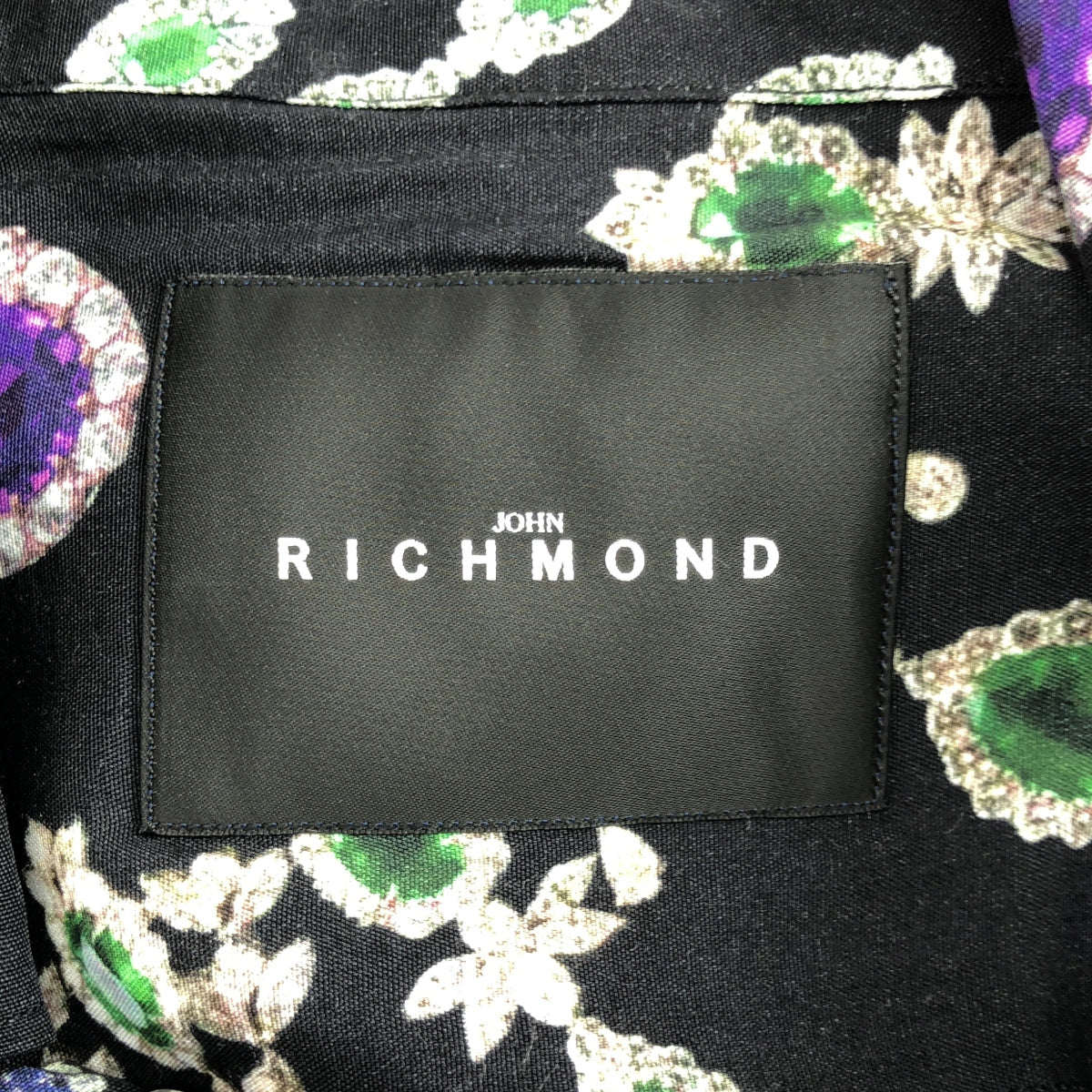 RICHMOND / リッチモンド | ビスコース 総柄 ロゴボタン オーバーシャツ | 46 | メンズ