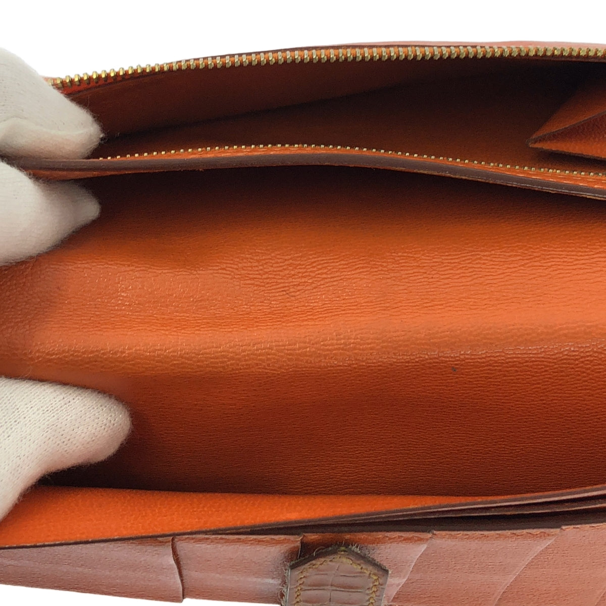 愛馬仕 | Bearn 鱷魚皮皮夾 / 男女通用 / L 印章 | 棕色 | 男士