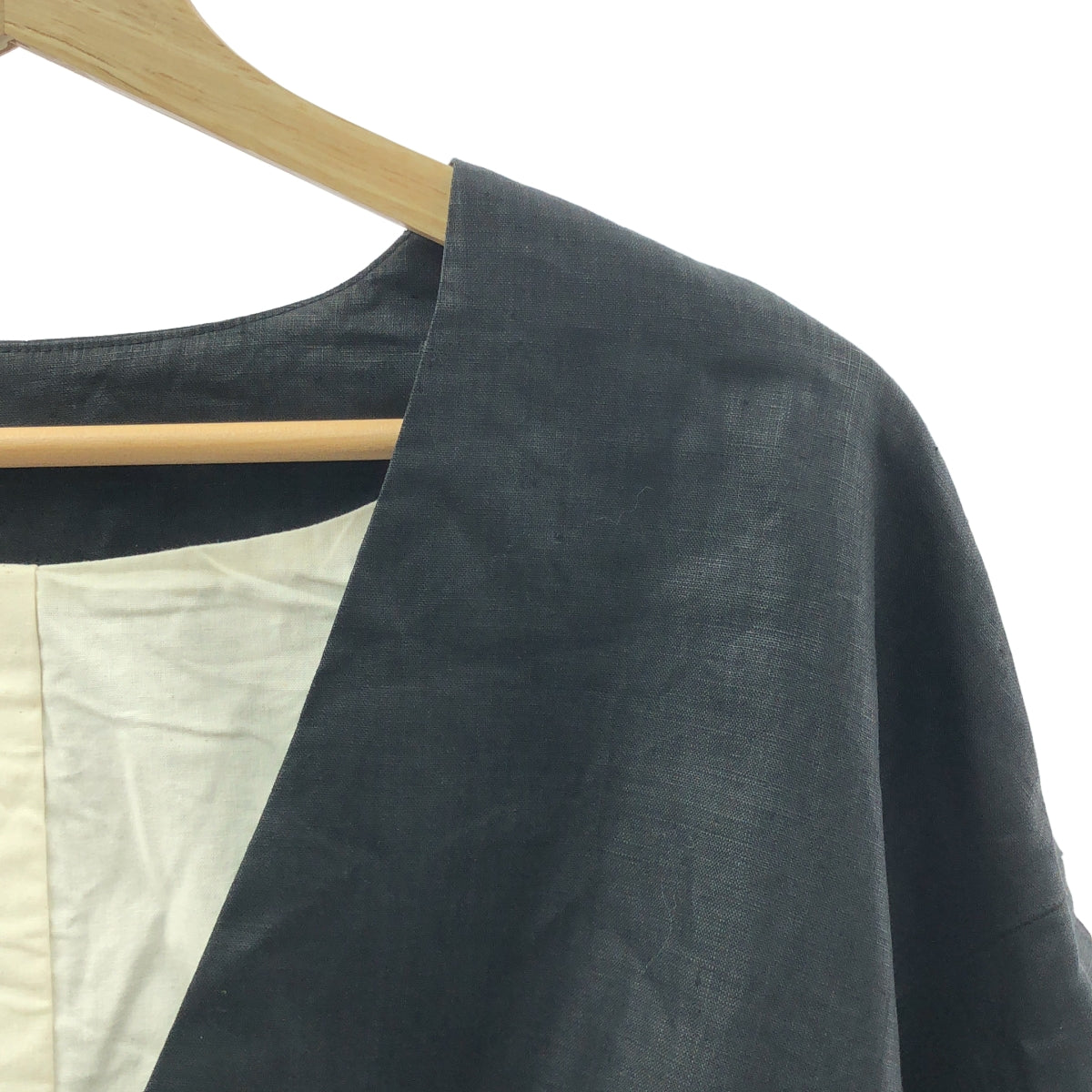 [狀況極佳] Gauze# / Gauze | 亞麻無領外套 | F碼 | 黑色 | 女款