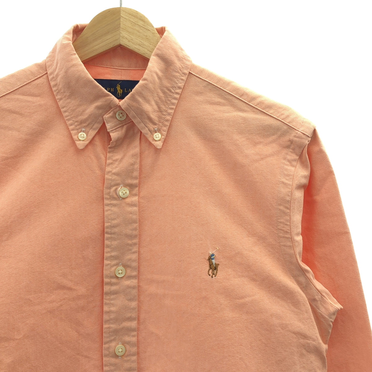 【미품】 RALPH LAUREN / 랄프 로렌 | 코튼 원 포인트 포니 버튼 다운 셔츠 | XS | 핑크 | 남성