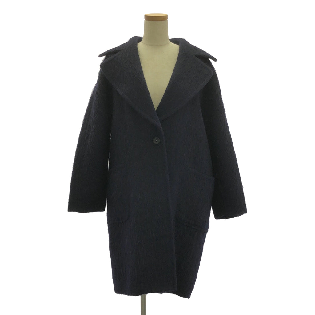 Max Mara / 맥스마라 | CUCITO A MANO / 울 알파카 샤기 오버코트 | 36 | 다크 네이비 | 여성