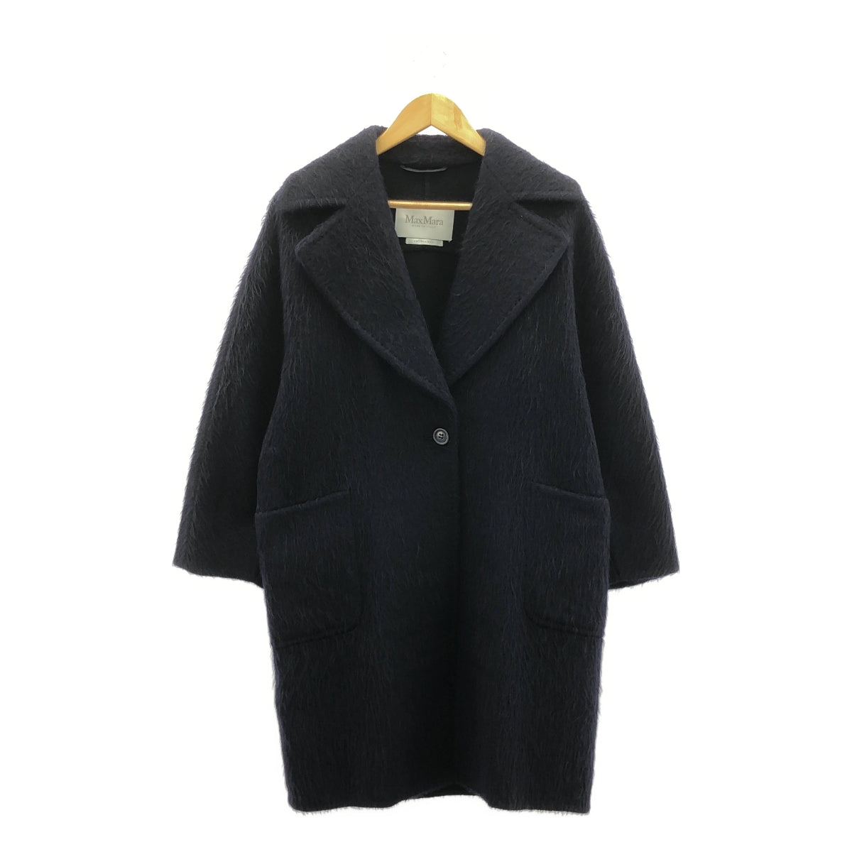 Max Mara / マックスマーラ | CUCITO A MANO / ウール アルパカ シャギー オーバーコート | 36 | ダークネイビー | レディース