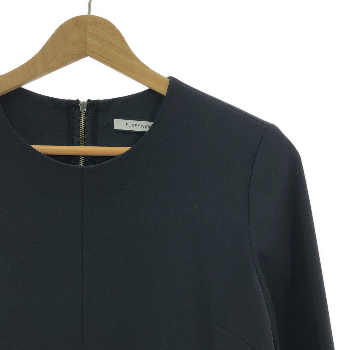 【美品】  FOXEY NEW YORK / フォクシーニューヨーク | クルーネック ポリエステル ワンピース | 38 | ブラック | レディース
