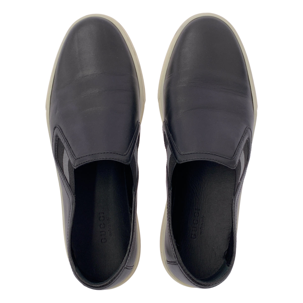 GUCCI / グッチ | レザー スリッポン スニーカー | 38 | ブラック | レディース