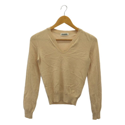 JIL SANDER | Cashmere Soft V-neck Knit | 36 | Beige | Women's