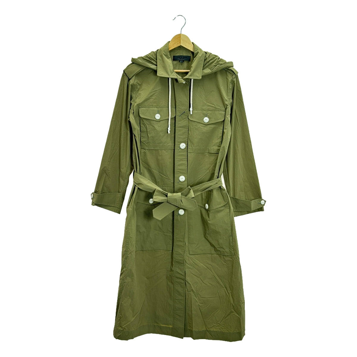 【美品】  rag & bone / ラグアンドボーン | ナイロン フーデッド ロングコート | XS | カーキ | レディース
