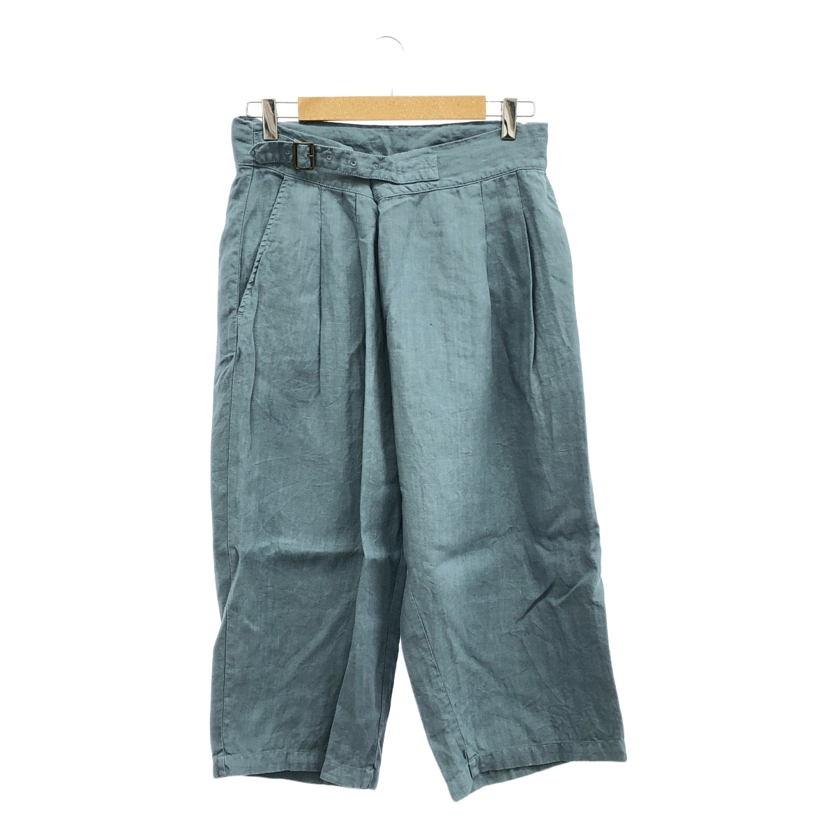 巢狀睡袍 / 巢狀睡袍 |亞麻腰帶寬褲 | F |藍色 |女性的