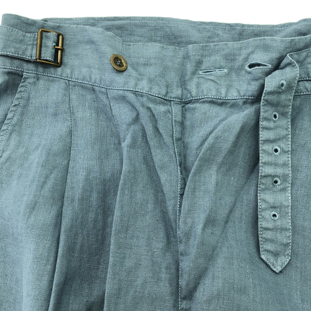 巢狀睡袍 / 巢狀睡袍 |亞麻腰帶寬褲 | F |藍色 |女性的