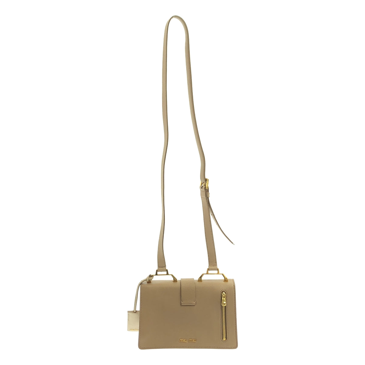 miu miu / ミュウミュウ | レザー ロゴ フラップ ショルダーバッグ | ピンク | レディース