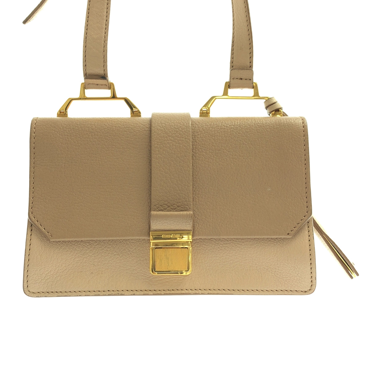 miu miu / ミュウミュウ | レザー ロゴ フラップ ショルダーバッグ | ピンク | レディース