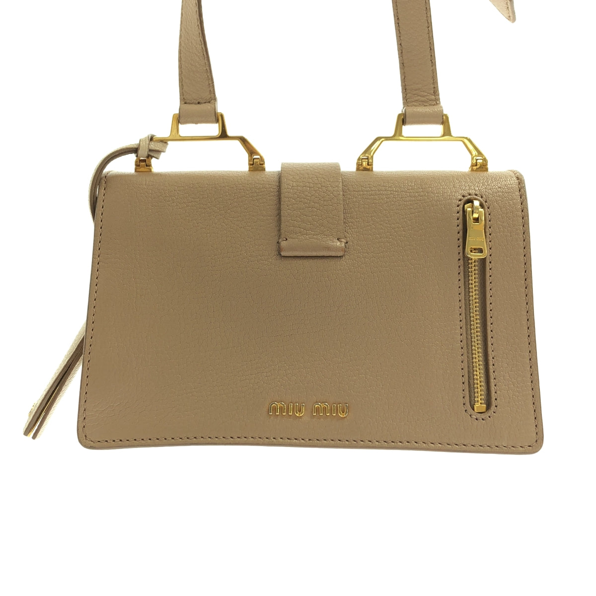 miu miu / ミュウミュウ | レザー ロゴ フラップ ショルダーバッグ | ピンク | レディース