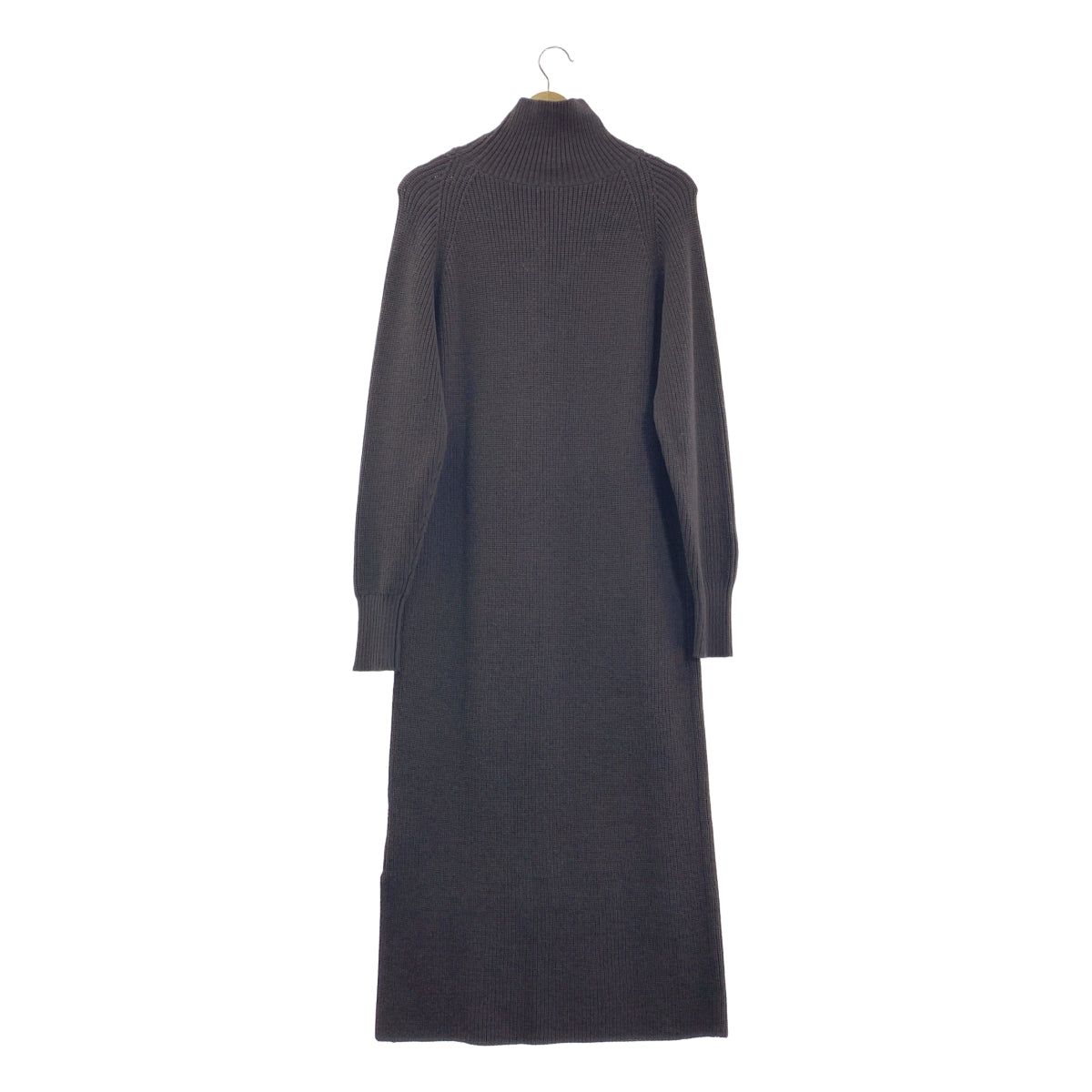 驚艷誘惑 | 羊毛高領開衩長針織洋裝 | M碼 | 深棕色 | 女款