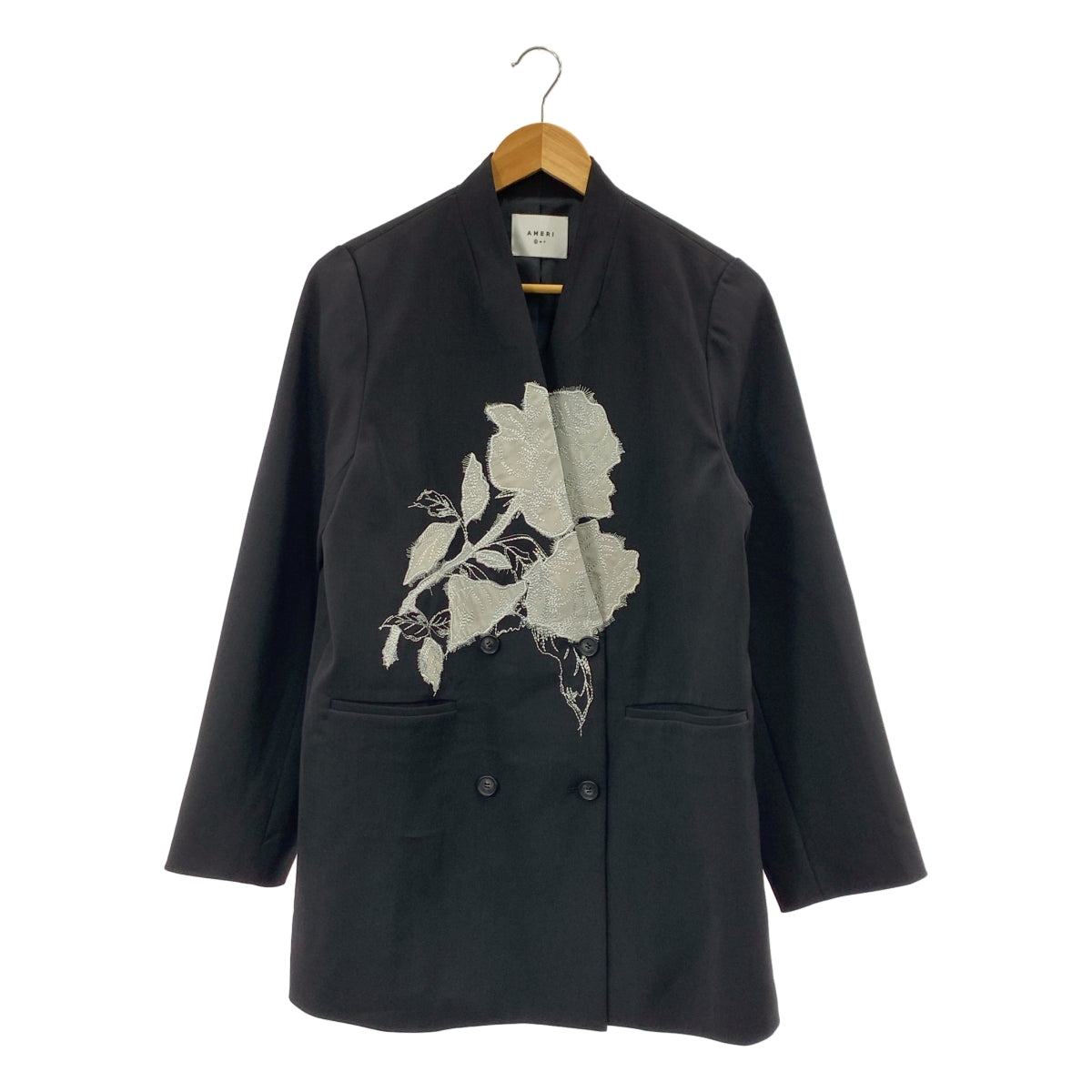 【美品】  AMERI / アメリ | 2024SS | ROSE EMBROIDERY JACKET ジャケット | S | ブラック | レディース