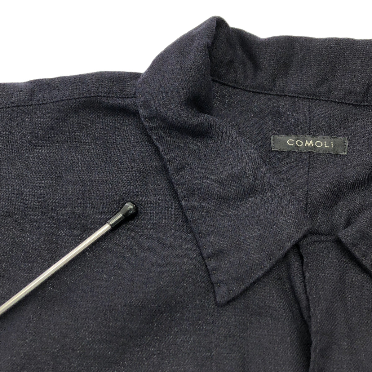 COMOLI | 2023 春夏 | 亞麻斜紋開領襯衫 | 2 碼 | 海軍藍 | 男款