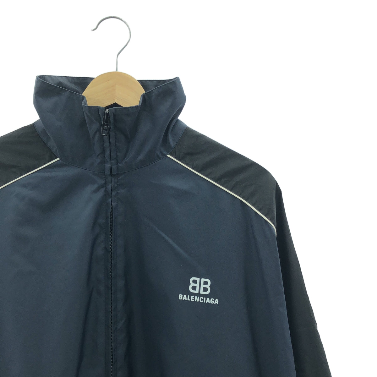 BALENCIAGA | 2020 | BB 標誌拼色尼龍外套 | 44 | 海軍藍/黑/白 | 男款