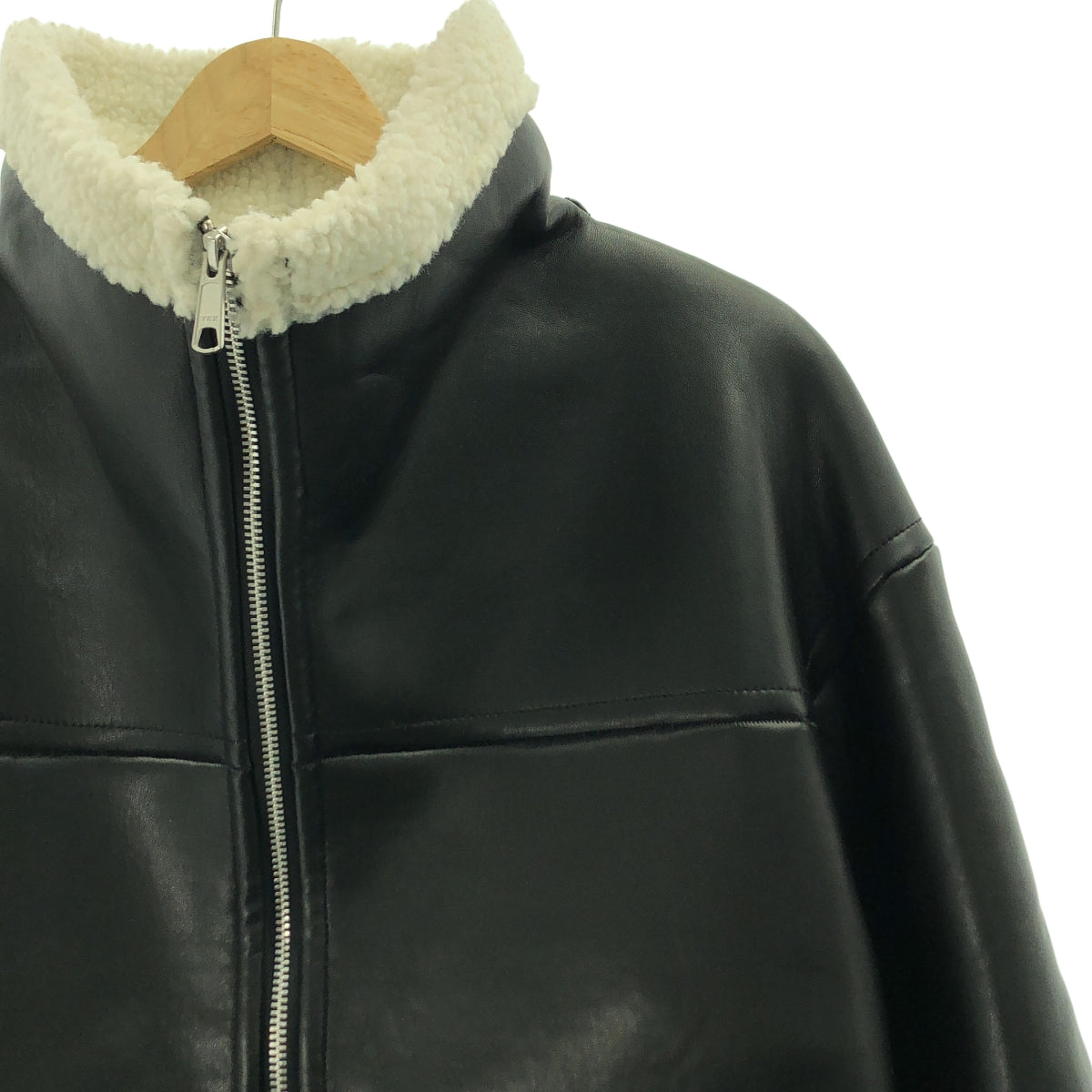 HELIOPOLE / エリオポール | エコレザー ムートン ジャケット | 36 | ブラック | レディース