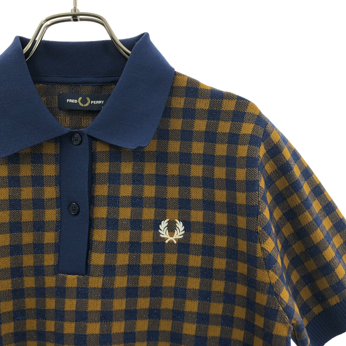 FRED PERRY / フレッドペリー | ギンガムチェック ニット ポロシャツ | 36 | レディース
