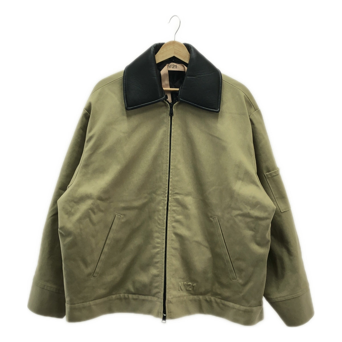 【美品】  N°21 / ヌメロヴェントゥーノ | レザーカラー ワークジャケット | S | ベージュ/ブラック | レディース