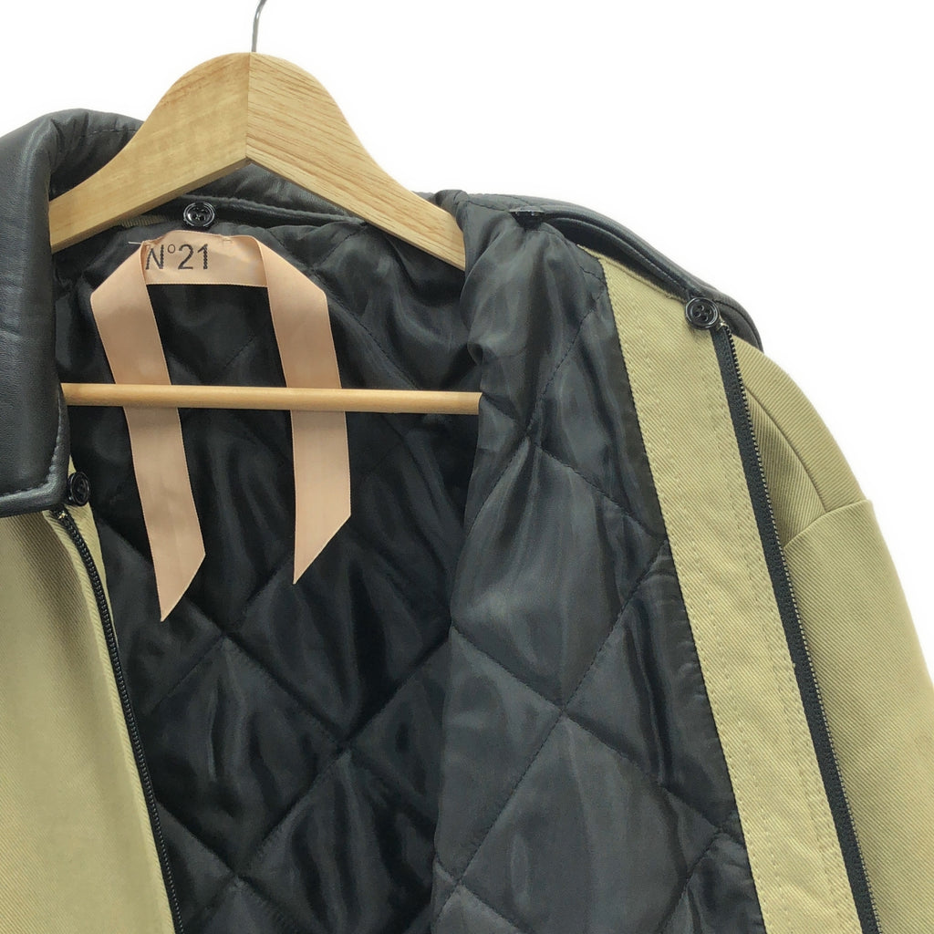 【美品】  N°21 / ヌメロヴェントゥーノ | レザーカラー ワークジャケット | S | ベージュ/ブラック | レディース