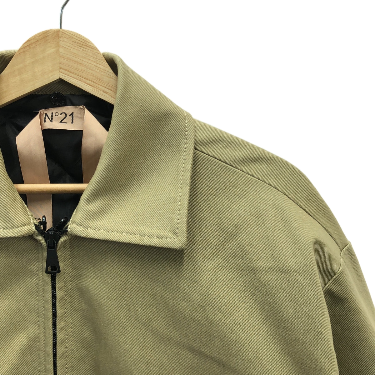 【美品】  N°21 / ヌメロヴェントゥーノ | レザーカラー ワークジャケット | S | ベージュ/ブラック | レディース