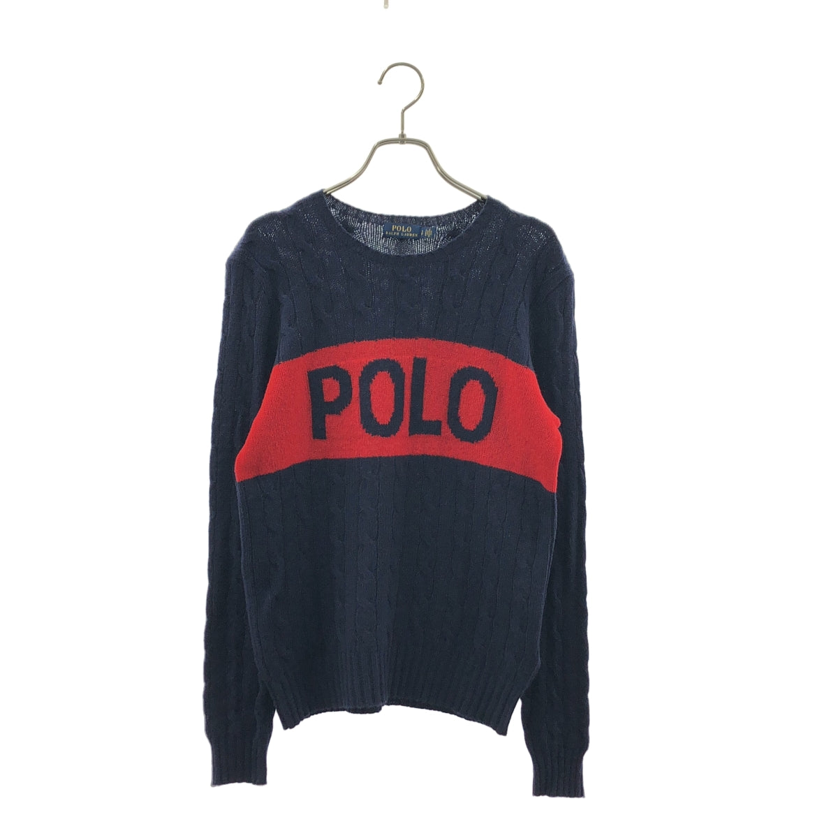 POLO RALPH LAUREN / ポロラルフローレン | ウール カシミヤ ロゴ ケーブル ニット | S | レディース