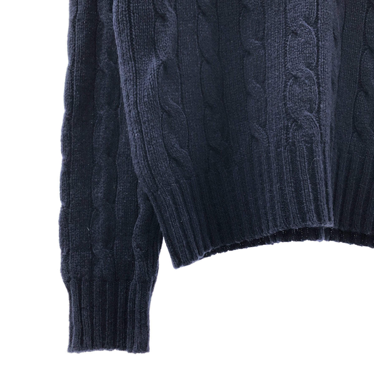 POLO RALPH LAUREN / ポロラルフローレン | ウール カシミヤ ロゴ ケーブル ニット | S | レディース