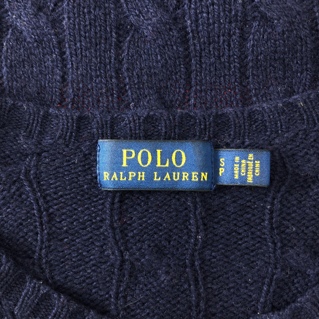 POLO RALPH LAUREN / ポロラルフローレン | ウール カシミヤ ロゴ ケーブル ニット | S | レディース