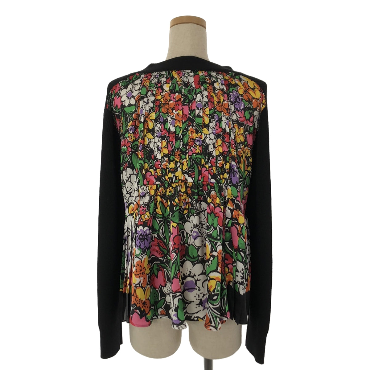 sacai / サカイ | 2023SS | Floral Print Knit Cardigan / 異素材 ドッキング バックプリーツコットン ニットカーディガン | 2 | レディース