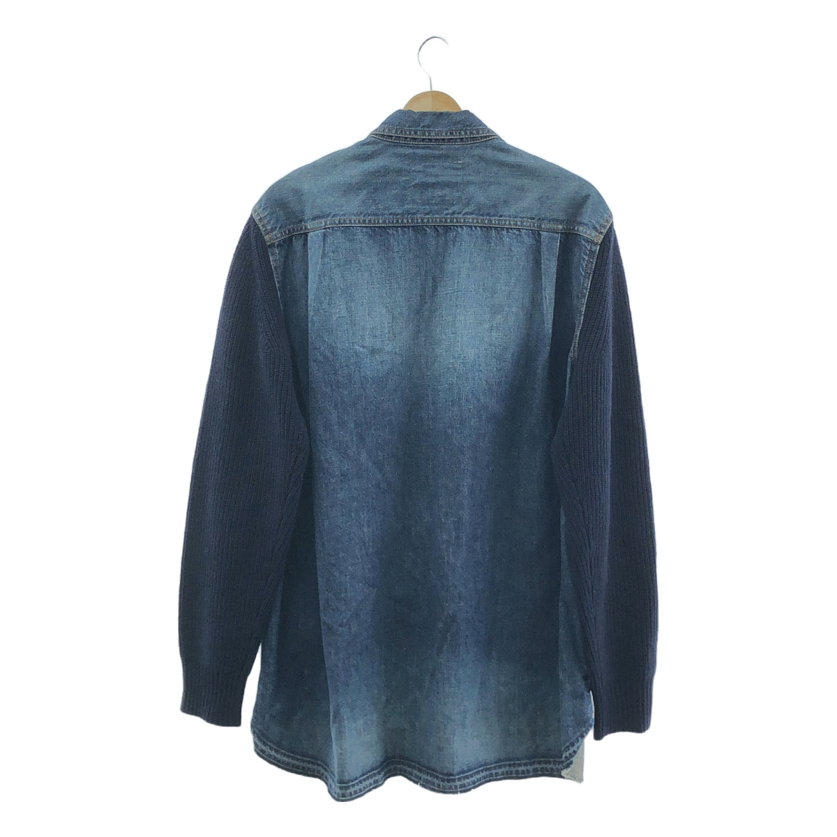 sacai / 사카이 | 데님 도킹 리브 니트 풀오버 | 2 | 네이비 / 인디고 | 남성