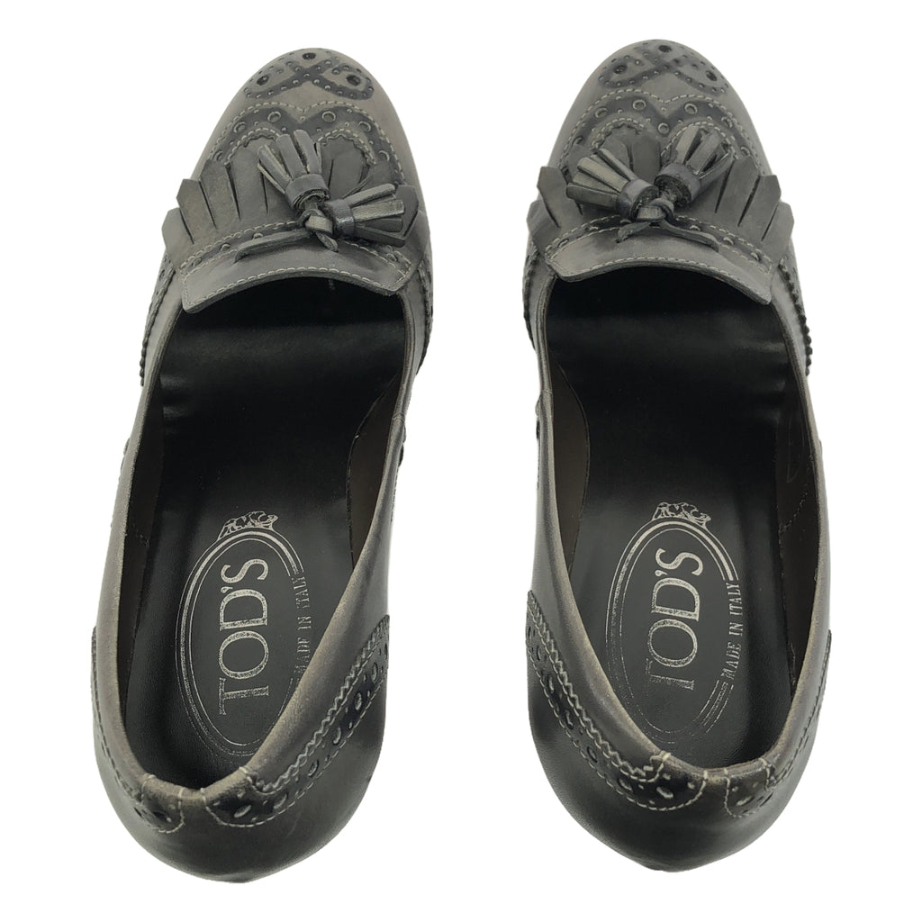 TOD'S / トッズ | フリンジチャンキーヒールパンプス | 36 | ブラック | レディース