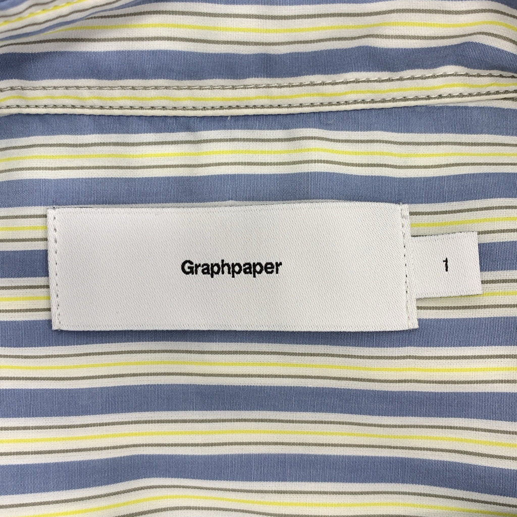 Graphpaper / 그래프 종이 | 2024AW | BROAD L/S OVERSIZED REGULAR COLLAR SHIRT 코튼 스트라이프 셔츠 | 1 | 블루 / 옐로우 | 맨즈