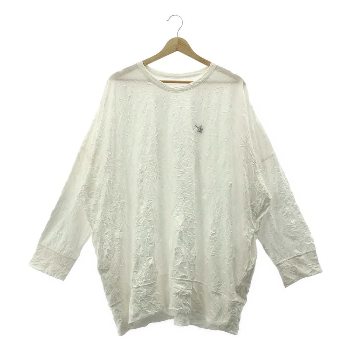 [狀況極佳] Y's / Y's Yohji Yamamoto | 尺寸 30 - T/C 針織 Y'S 針跡大長袖皺褶長袖襯衫 | 白色 | 女款