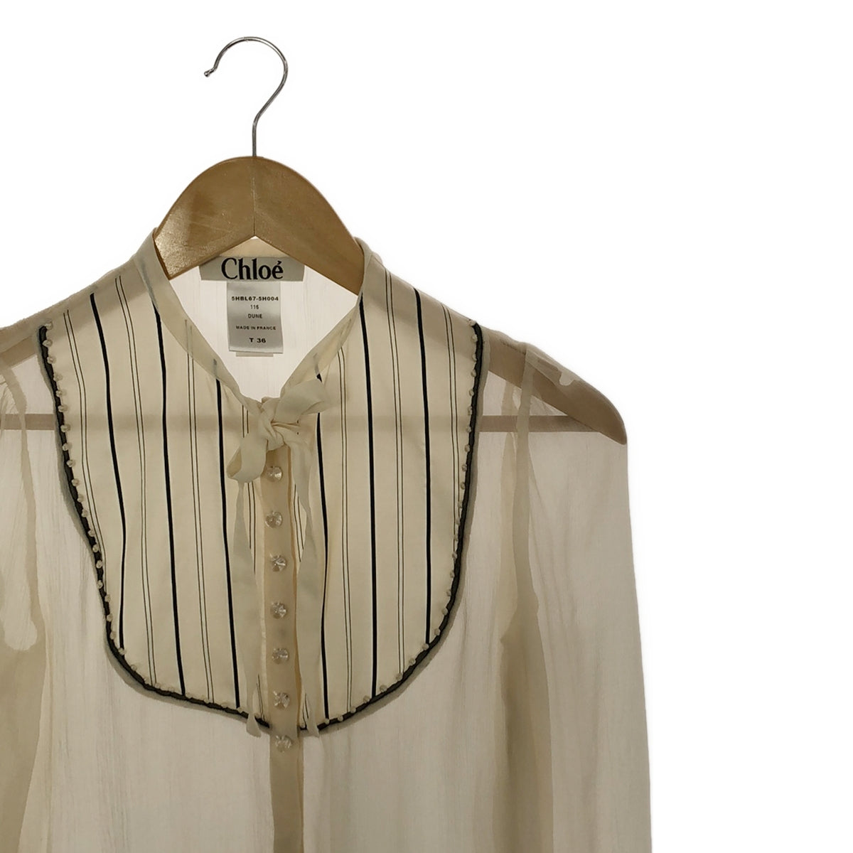 Chloe | 100% silk / Silk ribbon tie sheer blouse | 36 | Women's