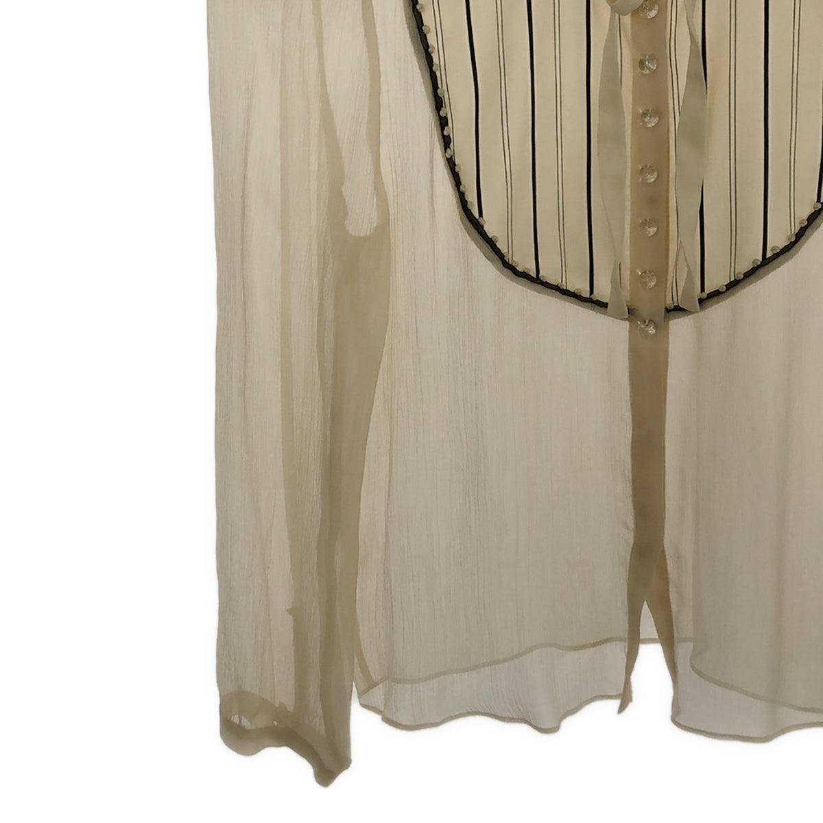 Chloe | 100% silk / Silk ribbon tie sheer blouse | 36 | Women's