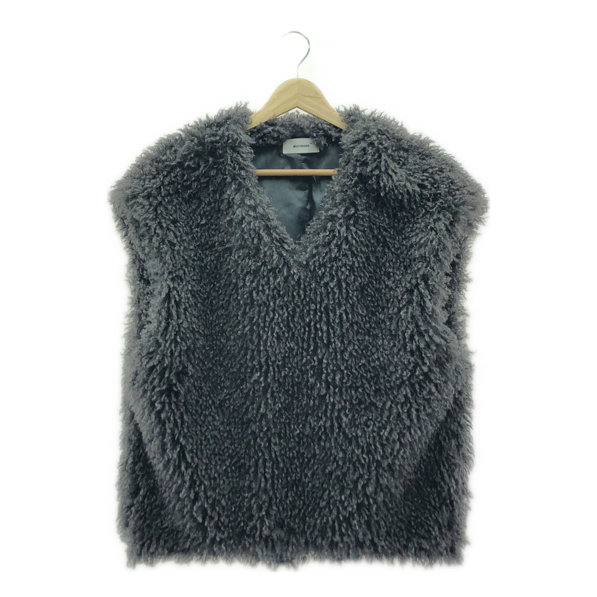 [品相良好] MIESROHE | 毛皮無袖V領背心 | F | 灰色 | 女款