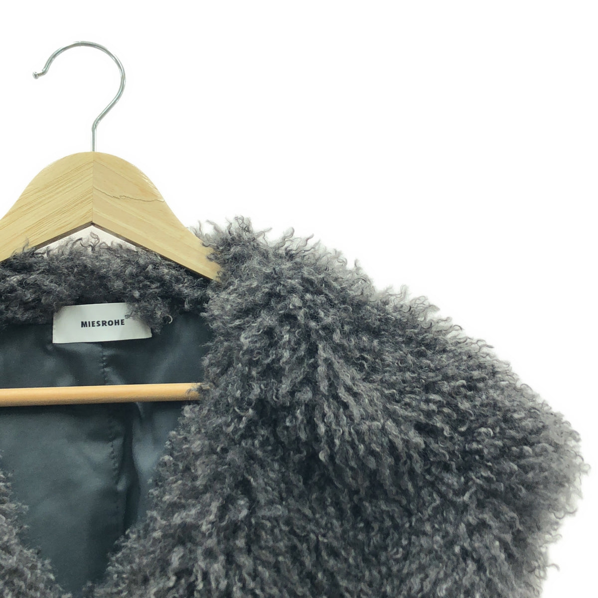 [品相良好] MIESROHE | 毛皮無袖V領背心 | F | 灰色 | 女款