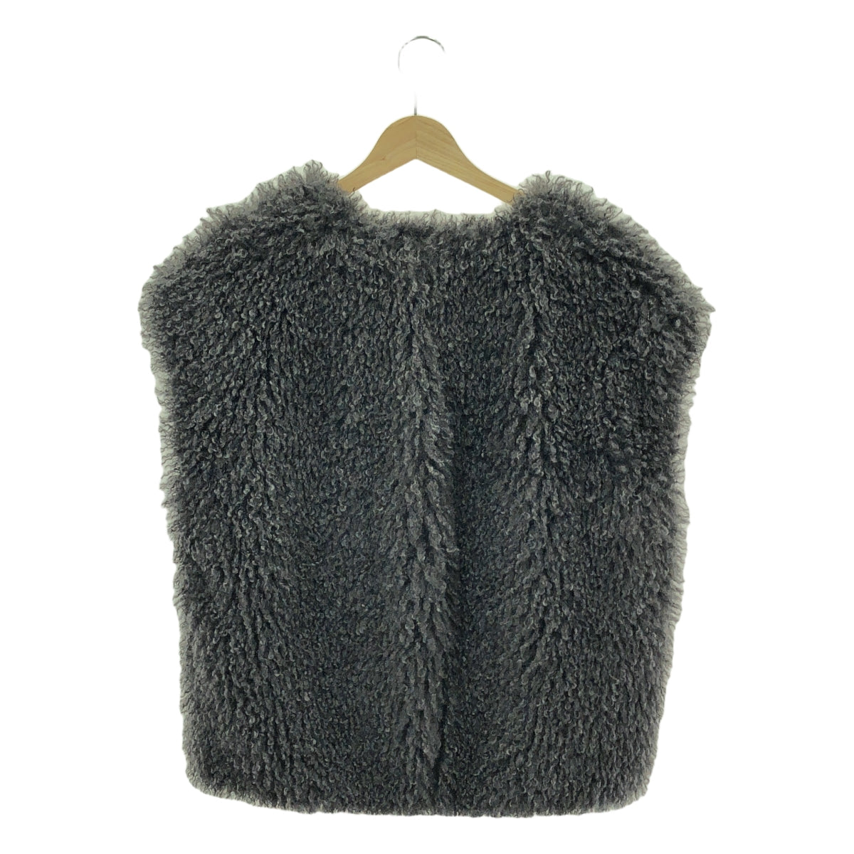 [品相良好] MIESROHE | 毛皮無袖V領背心 | F | 灰色 | 女款