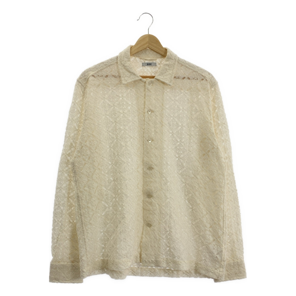 【미품】 BODE / 보디 | 2023SS | TILE LACE LS SHIRT 타일 레이스 셔츠 | S / M | 에쿠루 | 남성