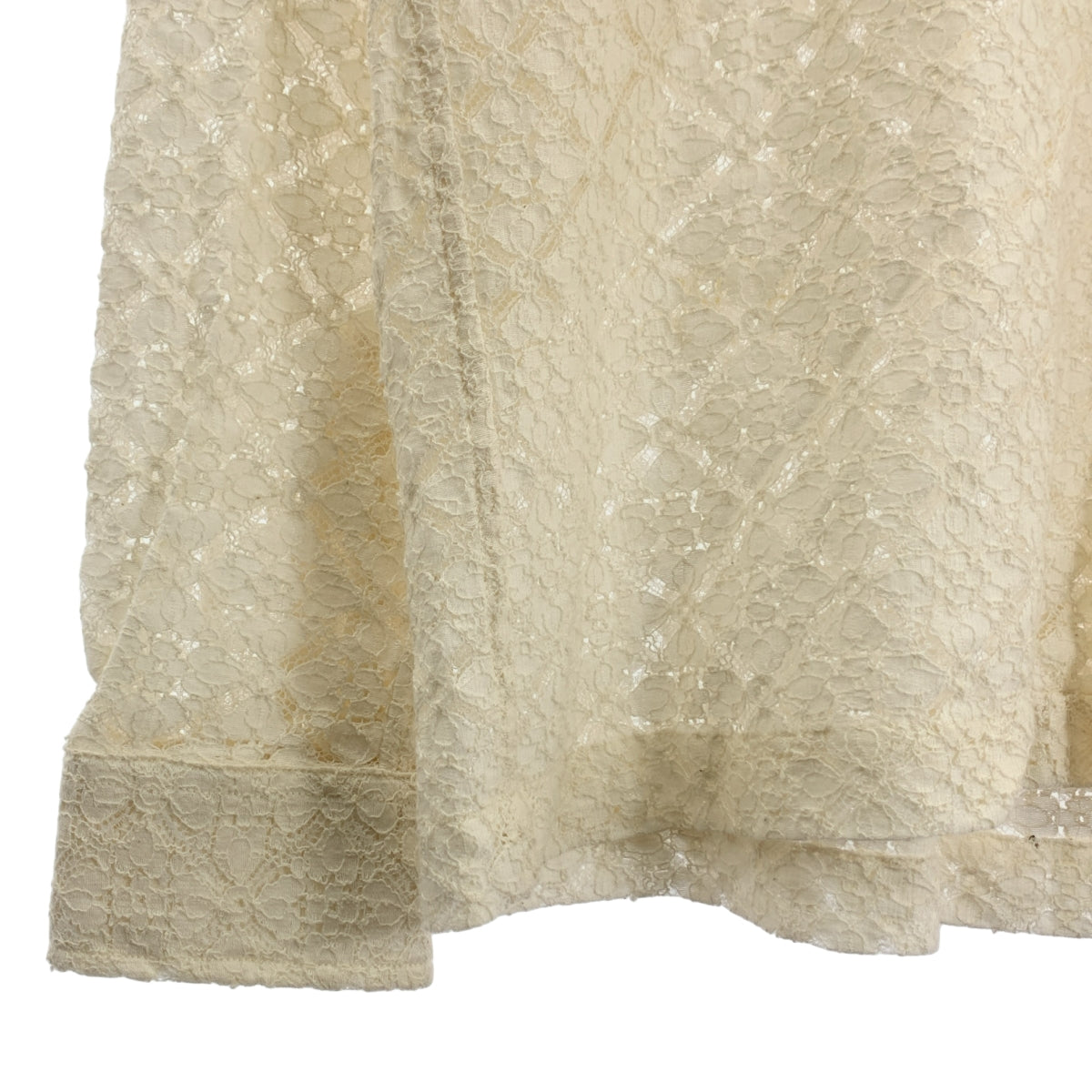 【미품】 BODE / 보디 | 2023SS | TILE LACE LS SHIRT 타일 레이스 셔츠 | S / M | 에쿠루 | 남성