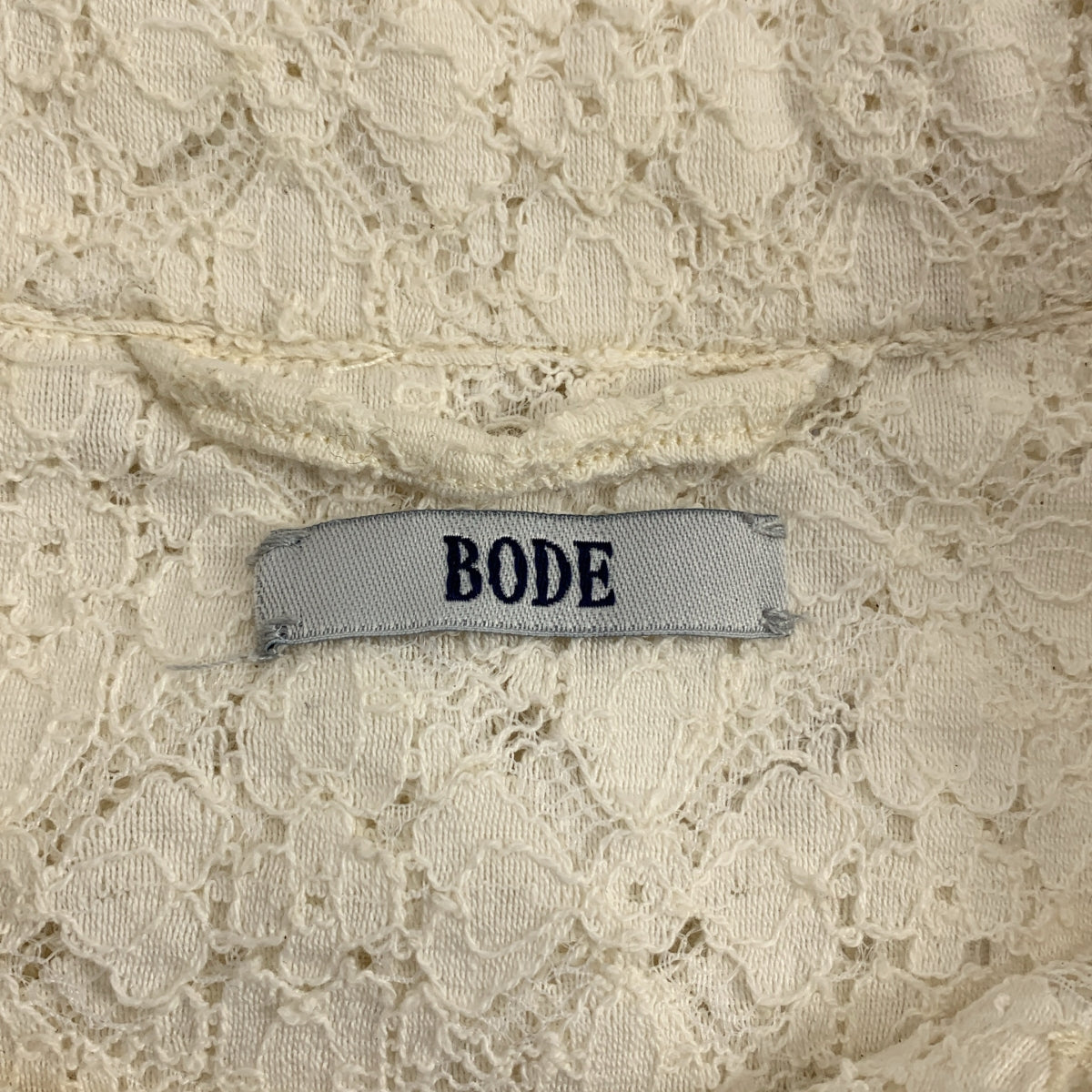 【미품】 BODE / 보디 | 2023SS | TILE LACE LS SHIRT 타일 레이스 셔츠 | S / M | 에쿠루 | 남성