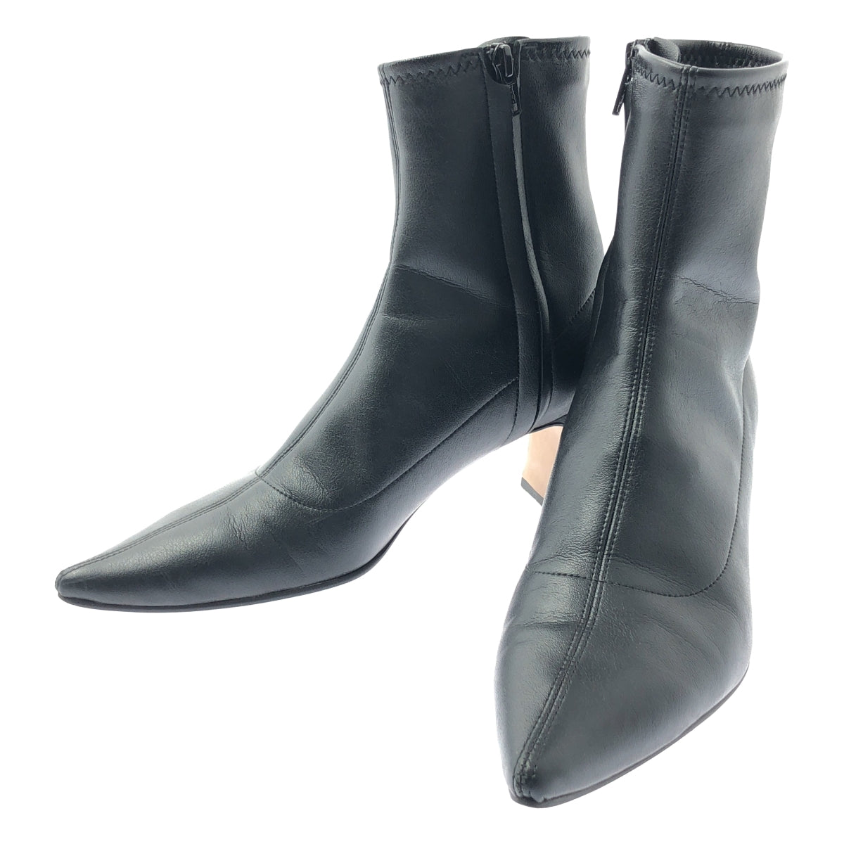 Greed International | 尖頭皮革高跟靴 | 24.5 | 黑色 | 女款