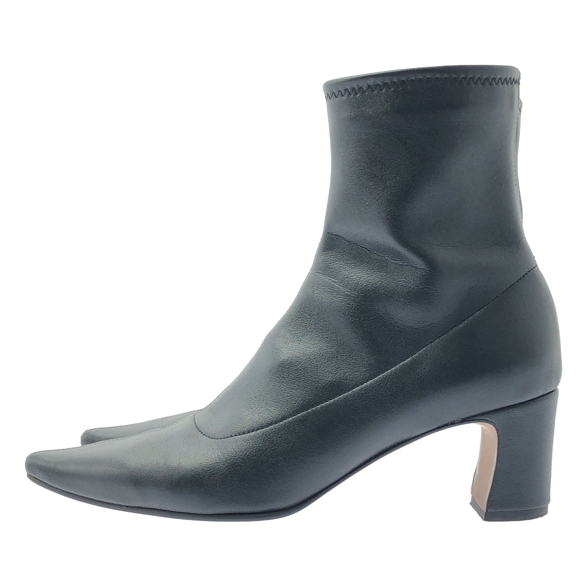 Greed International | 尖頭皮革高跟靴 | 24.5 | 黑色 | 女款