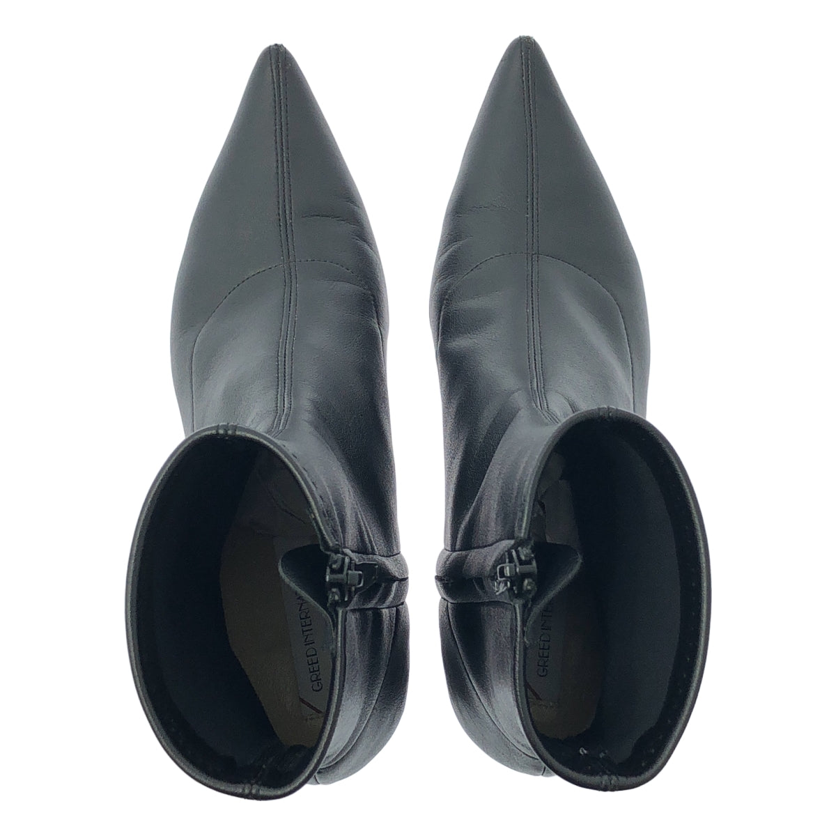 Greed International | 尖頭皮革高跟靴 | 24.5 | 黑色 | 女款