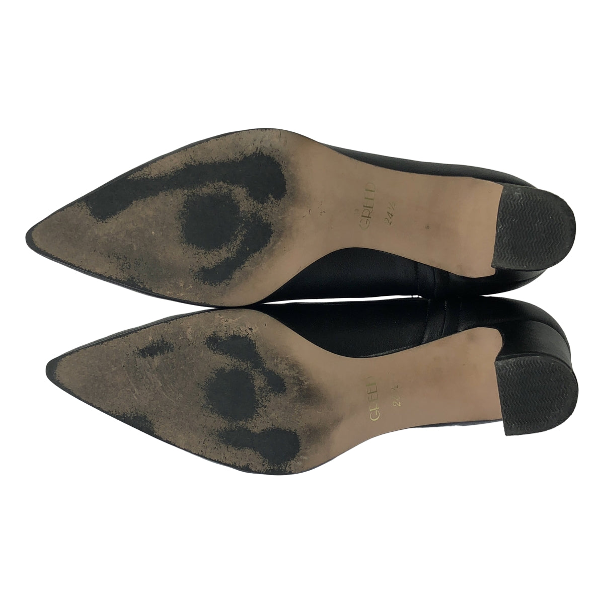 Greed International | 尖頭皮革高跟靴 | 24.5 | 黑色 | 女款