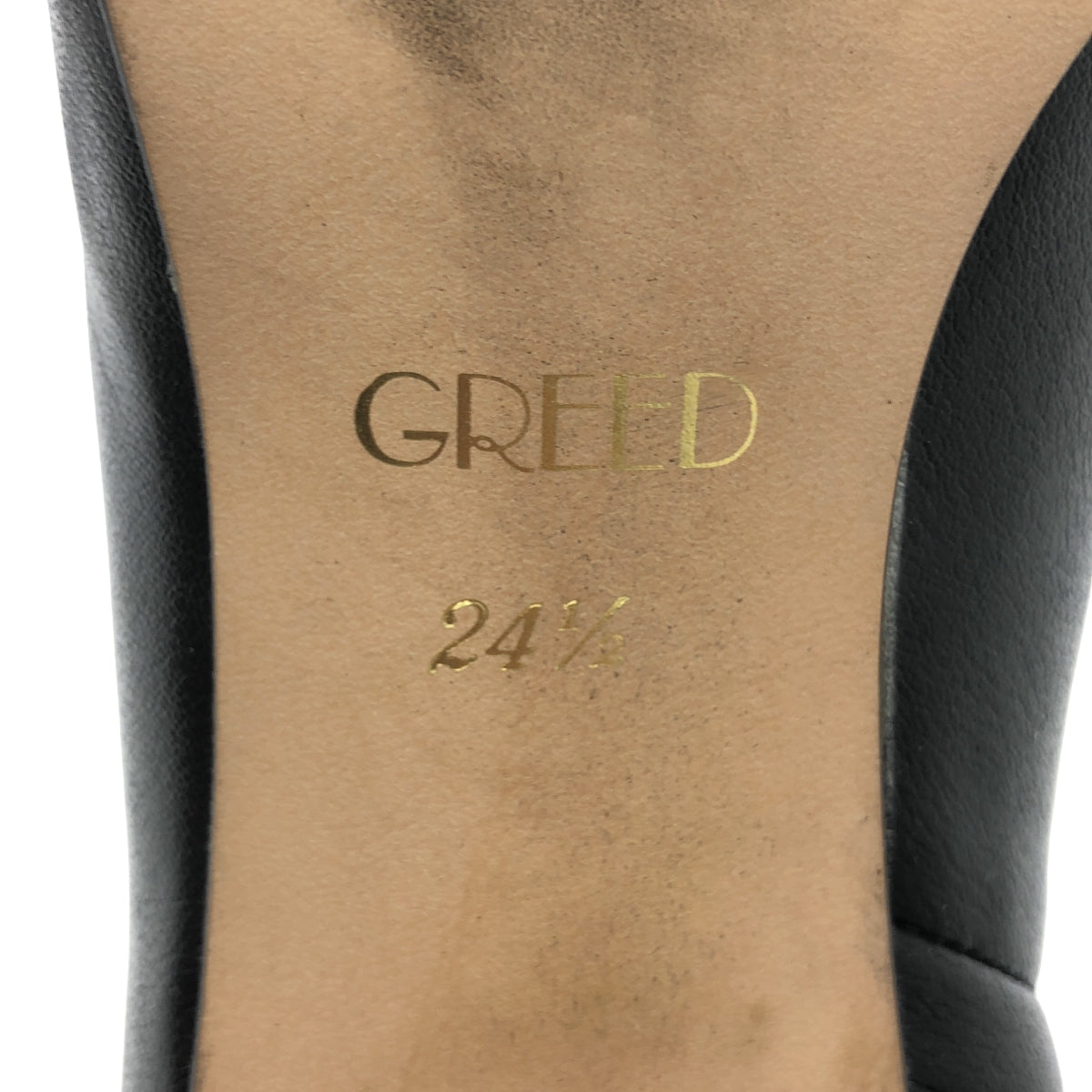 Greed International | 尖頭皮革高跟靴 | 24.5 | 黑色 | 女款