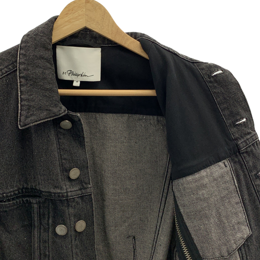 3.1 Phillip Lim / スリーワンフィリップリム | ジップデザイン デニムジャケット | 4 | ブラック | レディース