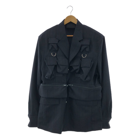 [New] PRADA | 2024SS | Utility Single-breasted jacket / UGI269 Utility multi-pocket jacket | 52 | dark navy | Men's