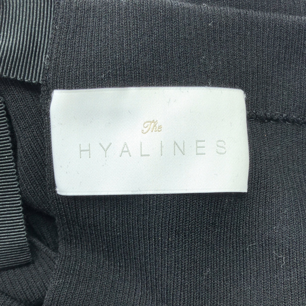 HYALINES / ハイアリン | コットン バックリボン スクエアネック リブ ニット | 38 | ブラック | レディース